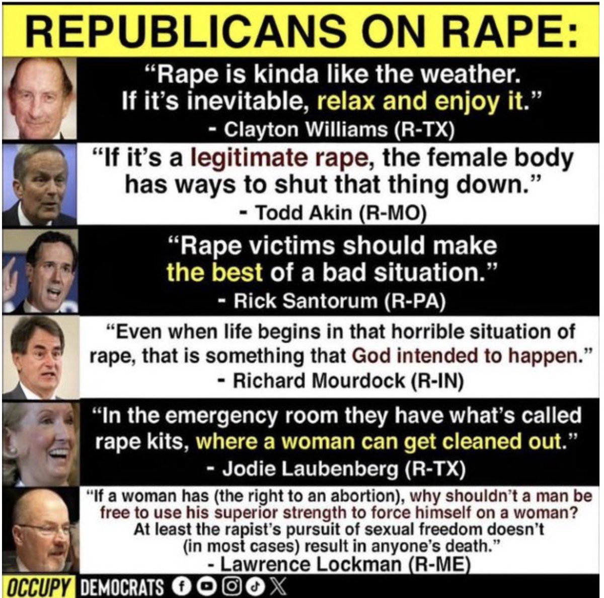 kklamonty's tweet photo. @NotAvgLiberal Show me a Republican that does care about a woman getting raped. https://t.co/oM0fNUIexg