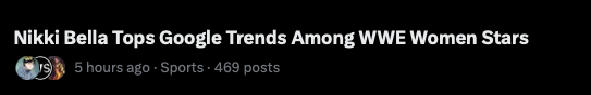 BellaArmy4L_'s tweet photo. Nikki Bella is currently trending at #1 on Explore Section in the US and Canada after she tops Google Trends among WWE Women's stars. 

She always finds a way to the topic of conversation 

@NikkiAndBrie #SmackDown https://t.co/S1kHyqYWUT