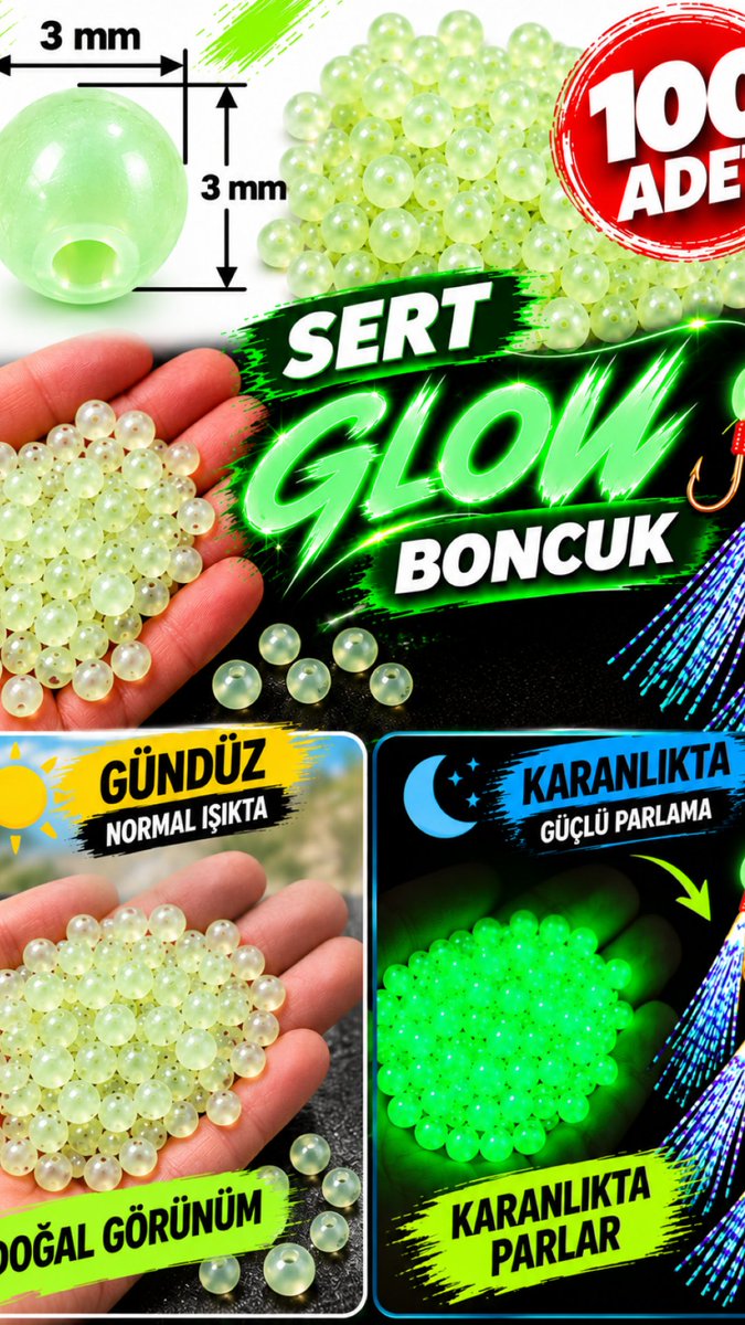 erginaydi's tweet photo. 🎣✨ EA GENSET Fosforlu Glow Yeşil Sert Boncuk – 100 Adet

💚 Işığı depolasın, karanlıkta yeşil parıltısıyla öne çıksın!

🌟 Fosforlu Glow Özelliği Güneş ışığı, el feneri veya UV ışıkla ışık alan boncuklar, karanlıkta yeşil renkte parlar. Gece avlarında ve düşük ışıklı https://t.co/X8wrBSPVev