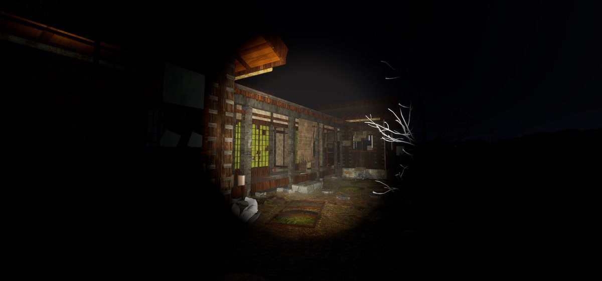 suh_sunaneko's tweet photo. ホラーゲーム開発はなかなか深いな。特に、テクスチャの微妙な数値変えるだけで雰囲気が変わる。廃屋を作ってみたけど、かなりリアルにできた。 https://t.co/C6Gt1JQpTc