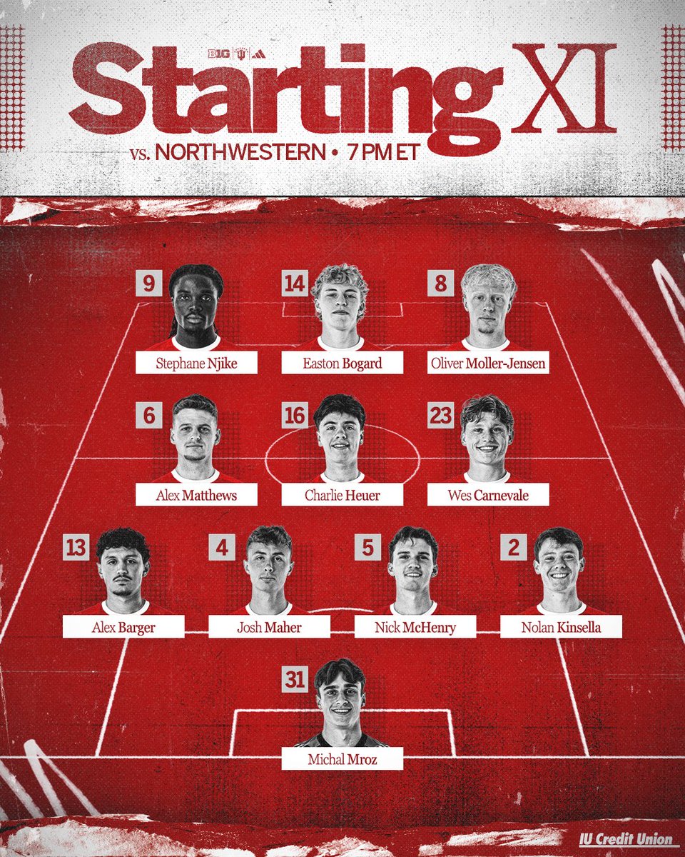 IndianaMSOC's tweet photo. Starters at The Bill. ⬇️ https://t.co/UAcPU9HsGR