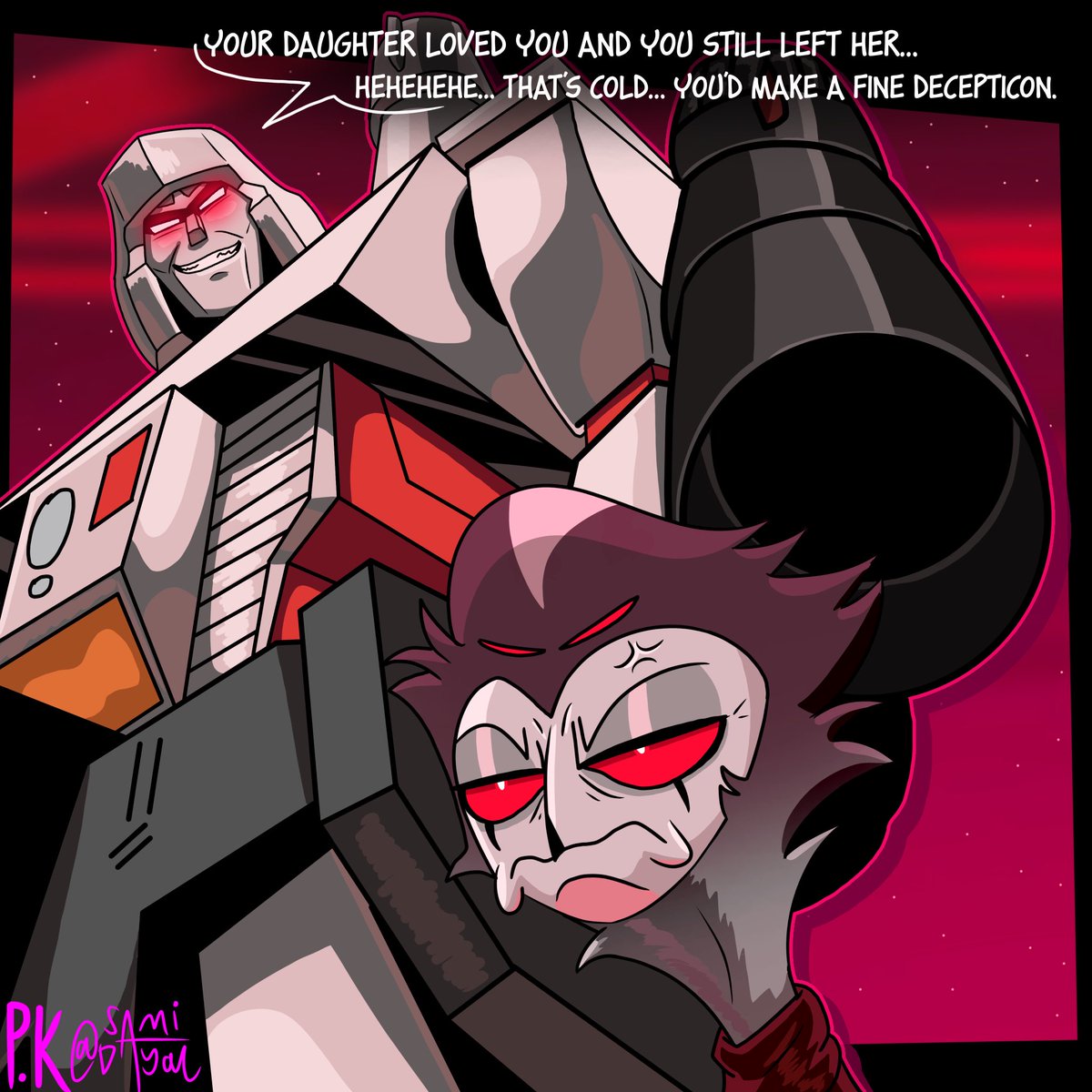 DayalSami's tweet photo. Liars of a feather, transform together 🌓

#HelluvaBoss #transformers #fanart https://t.co/qpw6jQ2FhY