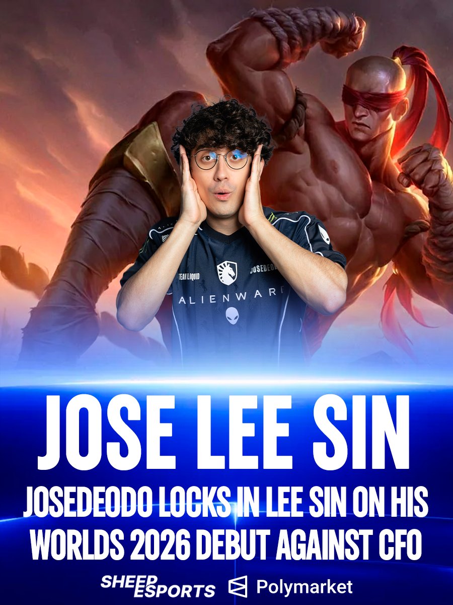 Sheep_Esports's tweet photo. TL Josedeodo 🇦🇷 locks in his iconic Lee Sin on his #Worlds2026 debut against CTBC Flying Oyster 🇹🇼

He holds an 89% win rate on the champion this year! https://t.co/kBXyu3XxP3
