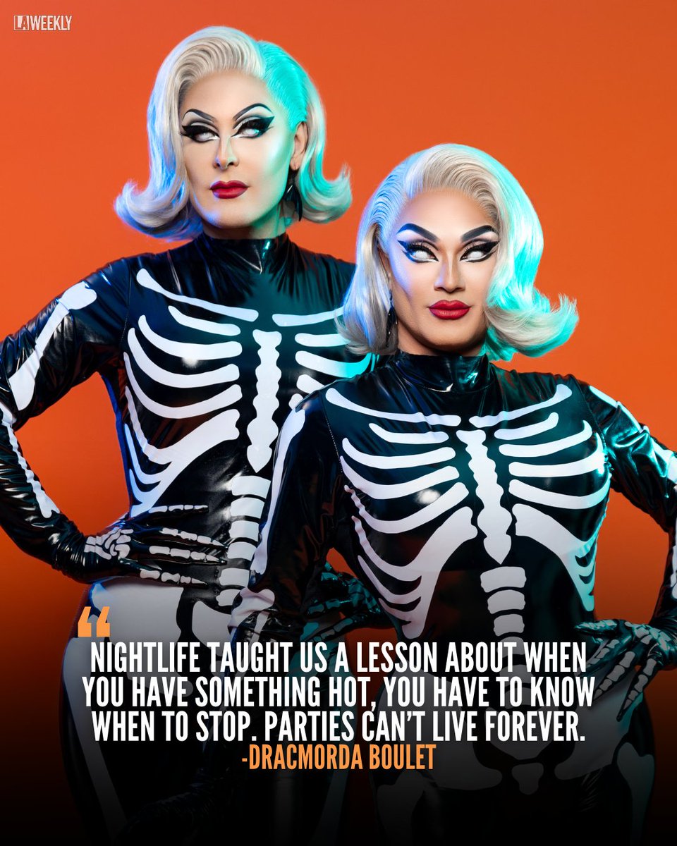 LAWeekly's tweet photo. Ten years of filth, horror and glamour, and the Boulet Brothers are still raising hell. Before “The Boulet Brothers’ Dragula” became a global phenomenon, Dracmorda and Swanthula Boulet built their following in Los Angeles’ underground queer nightlife scene, launching a horror-infused drag pageant at the now-defunct Faultline leather bar in Silver Lake.

Now, with Season 7 premiering Oct. 27 on Shudder and AMC+, the Emmy-nominated horror hosts are celebrating a decade of exterminations and gloriously twisted television. The new season channels the grainy VHS aesthetic of ’80s horror, with campground massacres, Troma-inspired challenges and a soundtrack featuring Sisters of Mercy, Siouxsie and the Banshees and Ministry.

And their legendary LA Halloween Ball returns for its 26th year, still built on that same DIY spirit that once turned egg beaters and fans into animatronics overnight. With Poppy headlining, it’ll be killer — all proving the Boulet Brothers have no plans to rest in peace.