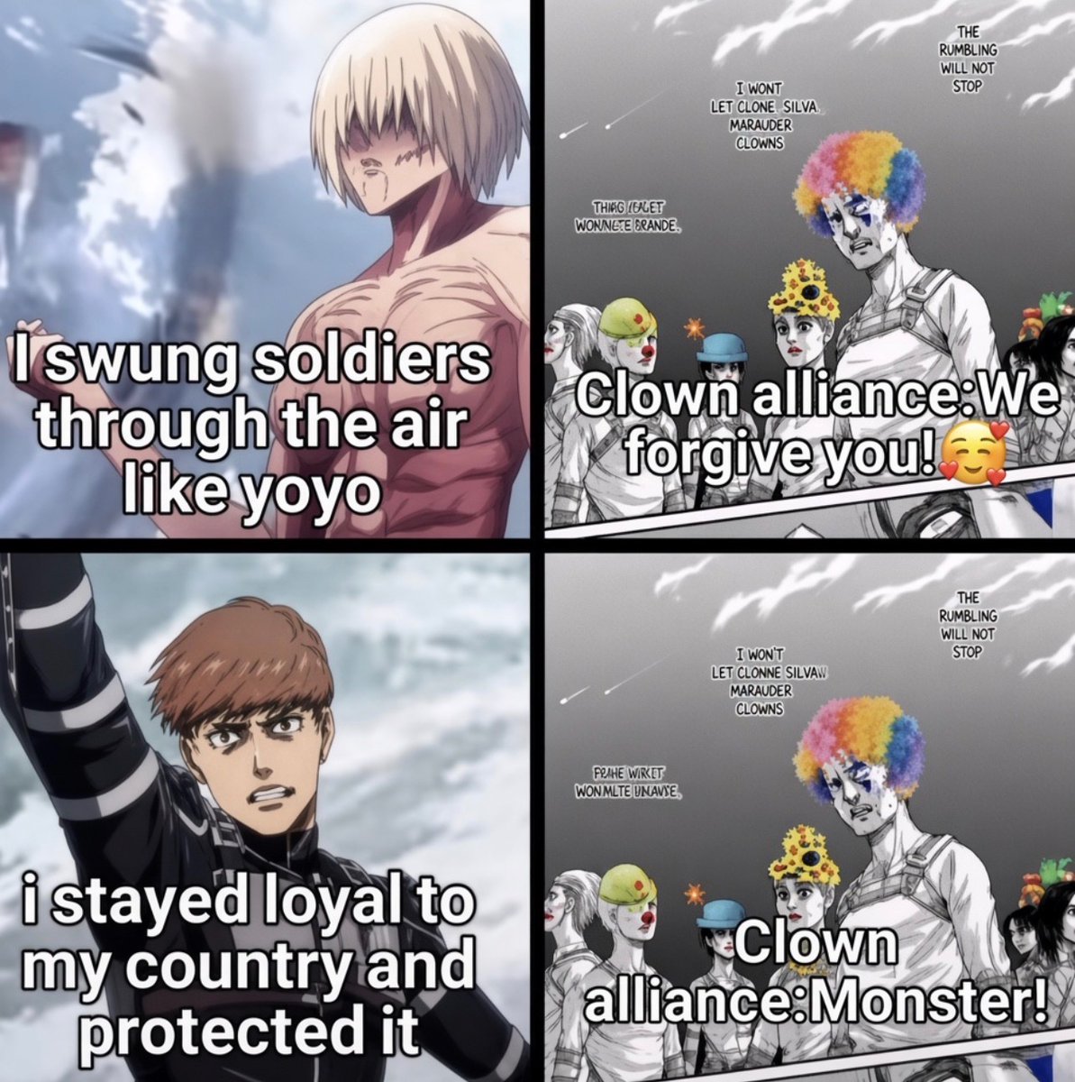 WeskerIsRight's tweet photo. Why i can’t take Attack On Titans ending seriously https://t.co/FwVAn8y1Ia