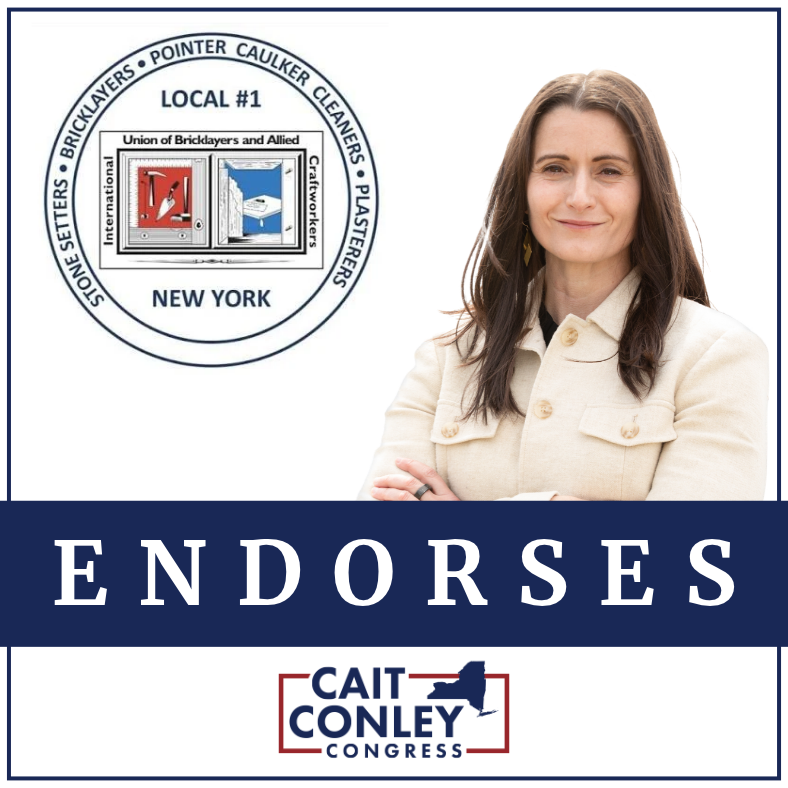CaitforNewYork's tweet photo. Our labor coalition continues to grow! Honored to welcome the hardworking men and women of Bricklayers and Allied Craftworkers Local 1 to #TeamCait.

In Congress, I’ll always defend the right to organize and fight to lower costs for working families across the Hudson Valley. https://t.co/UrPNTpkKxK
