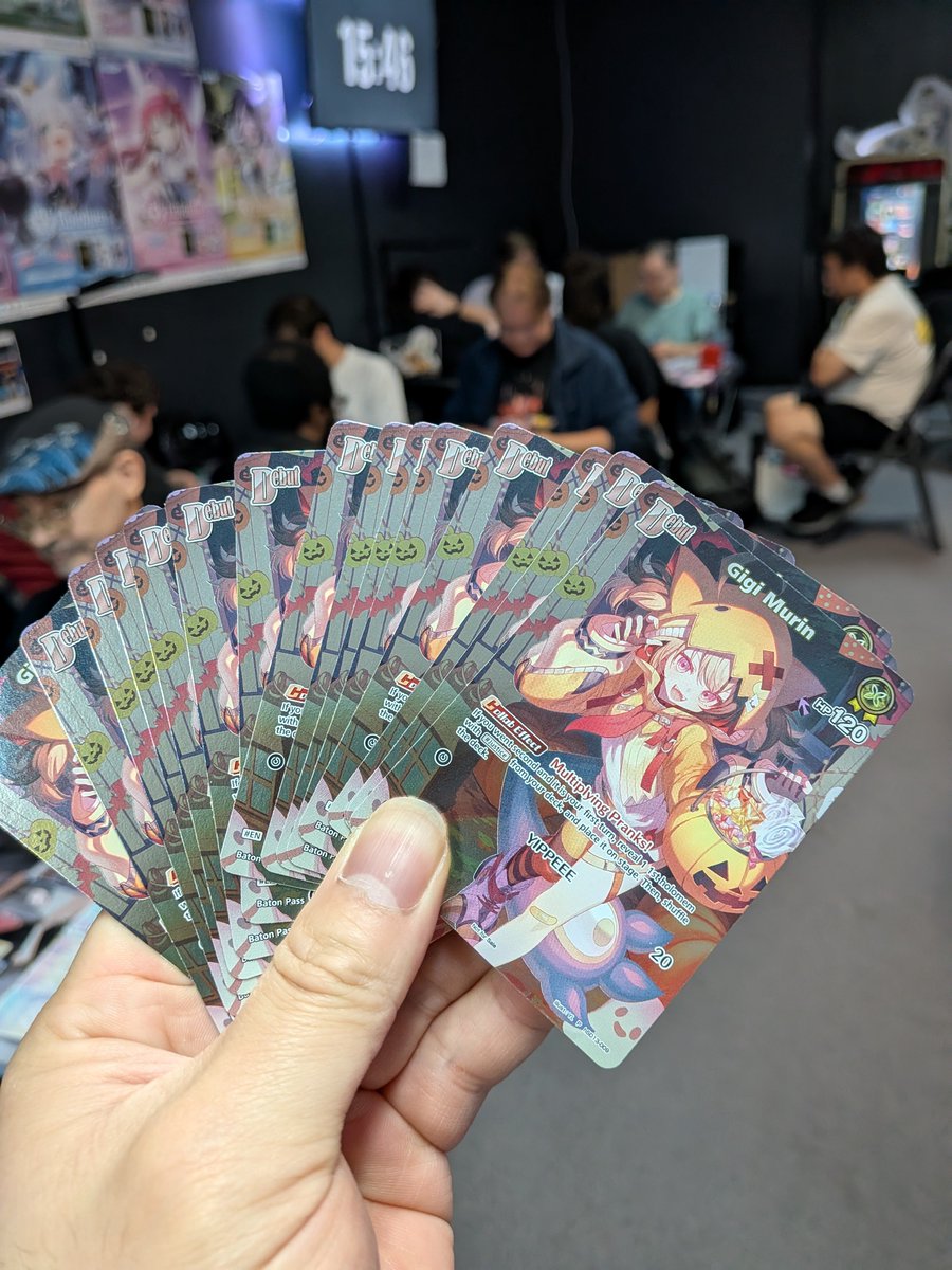 XepherArcade's tweet photo. 16 player hololive OCG locals going strong! https://t.co/7lizsA03gp