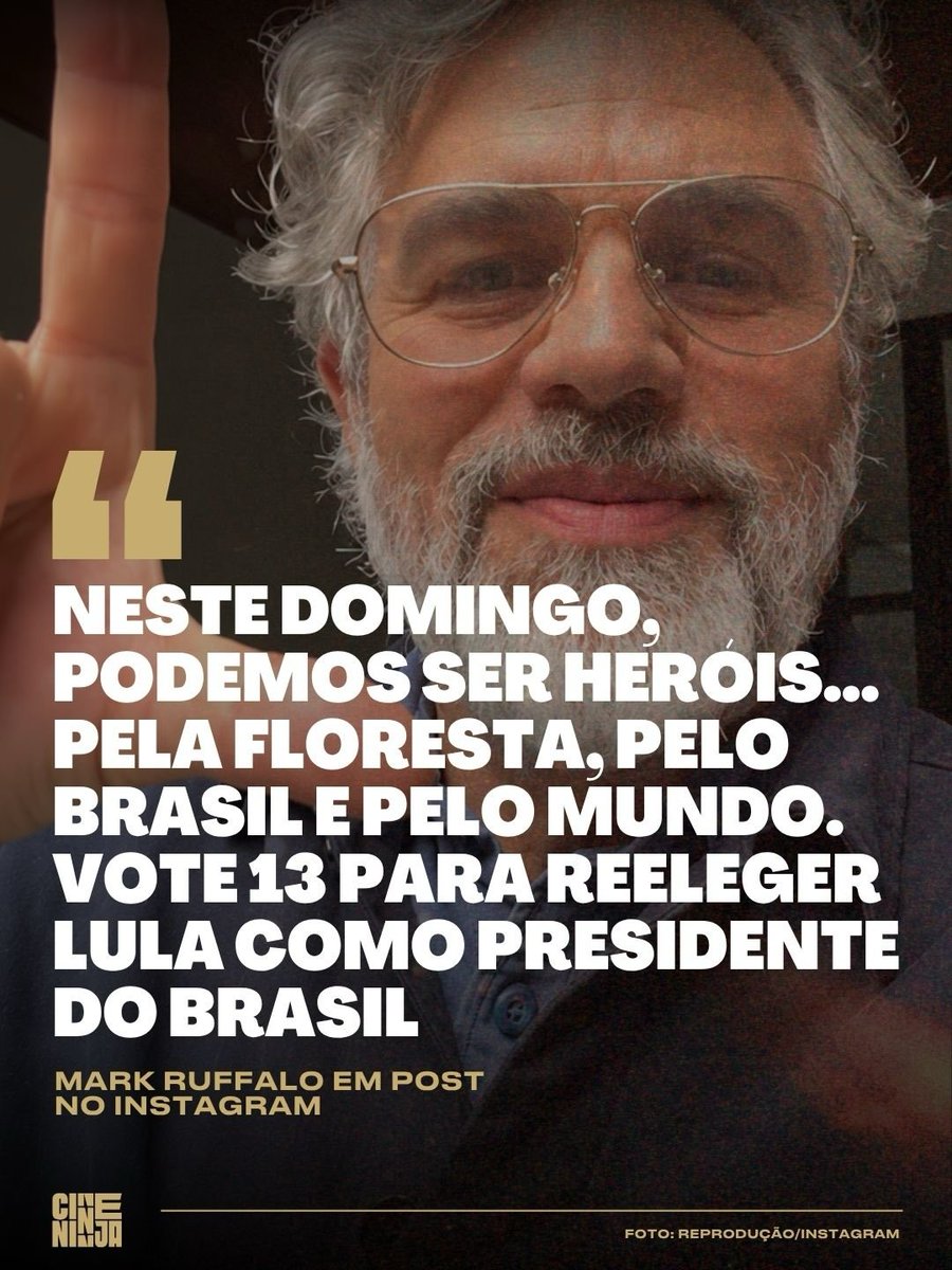 MidiaNINJA's tweet photo. Mark Ruffalo (@MarkRuffalo) entra na campanha BORA LULA e convoca votos! ✊❤️ https://t.co/6nrp5NZ6cG