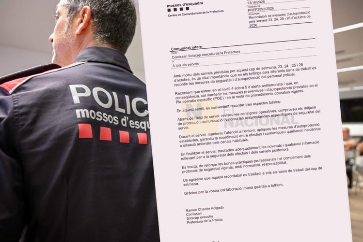 MRSHL0's tweet photo. Doncs que voleu que us digui, quin mal rotllo la carta que ha enviat el Comissari Chacón als agents de @mossos i de la que ens ha informat @ramossalvat.

Prevenció aquests propers dies per l’amenaça terrorista. https://t.co/k4HVzWMjrE