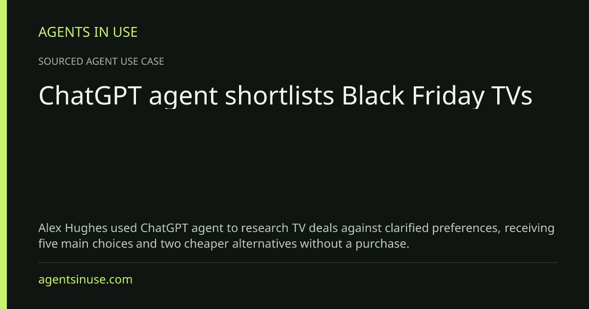 agentsinuse's tweet photo. Seven TV offers and a final recommendation in roughly 20 minutes. Alex Hughes reports that result from ChatGPT agent @ChatGPTapp, without making a purchase.
https://t.co/xtZhpdPkDt https://t.co/AP71Wm6zWC