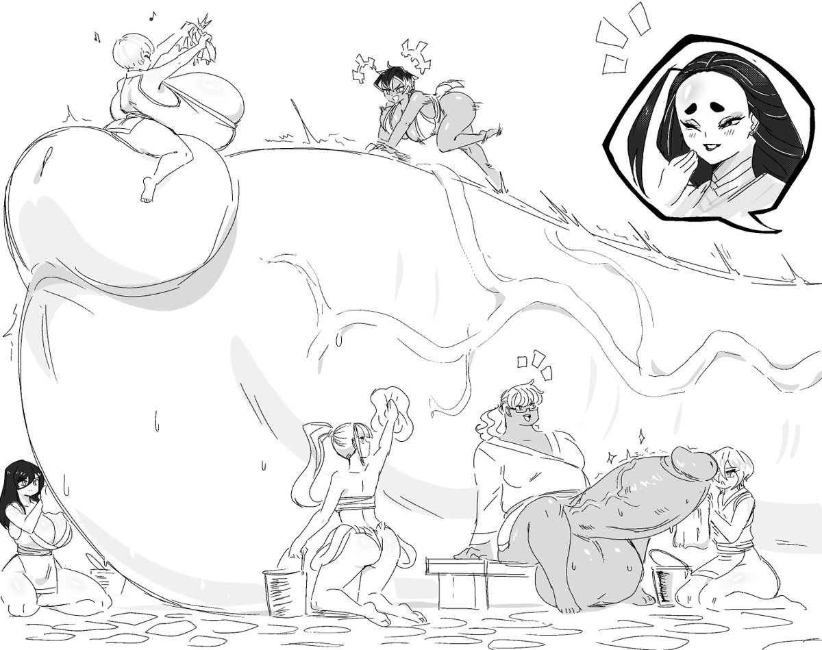 kan_sais's tweet photo. Here’s a concept i find hot-yet-underutilized.  Hyper Sized Shmeat-Washing. (By hand)  So have a lovely pic of a Spa Date~ https://t.co/RcgOkOKsr0