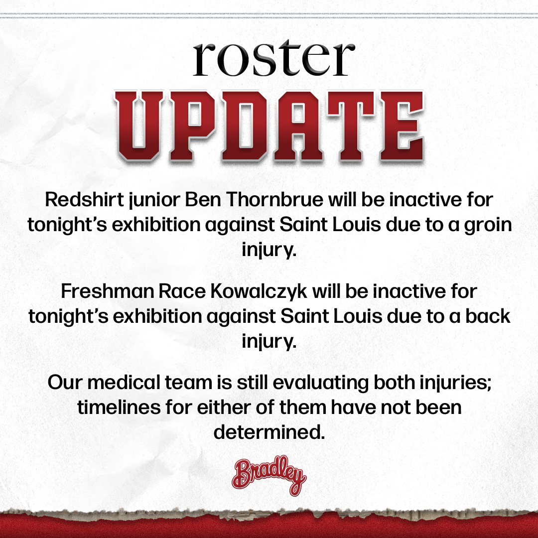 BradleyUMBB's tweet photo. Roster Update for Bradley Men's Basketball https://t.co/i452ttFiSP