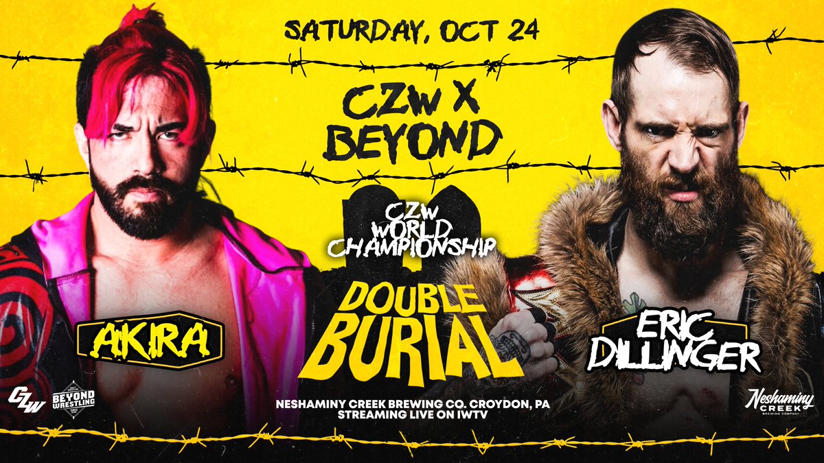 beyondwrestling's tweet photo. "How come you don't bring cards like this to New England?"

Because I don't want to lose the venue!

Get your ass to Neshaminy Creek Brewing Co. in Croydon, PA near Philly for CZW x Beyond Wrestling tomorrow (Saturday, 10/24) or stream LIVE on @indiewrestling starting at 8pm ET. https://t.co/KFG9nKVUzP