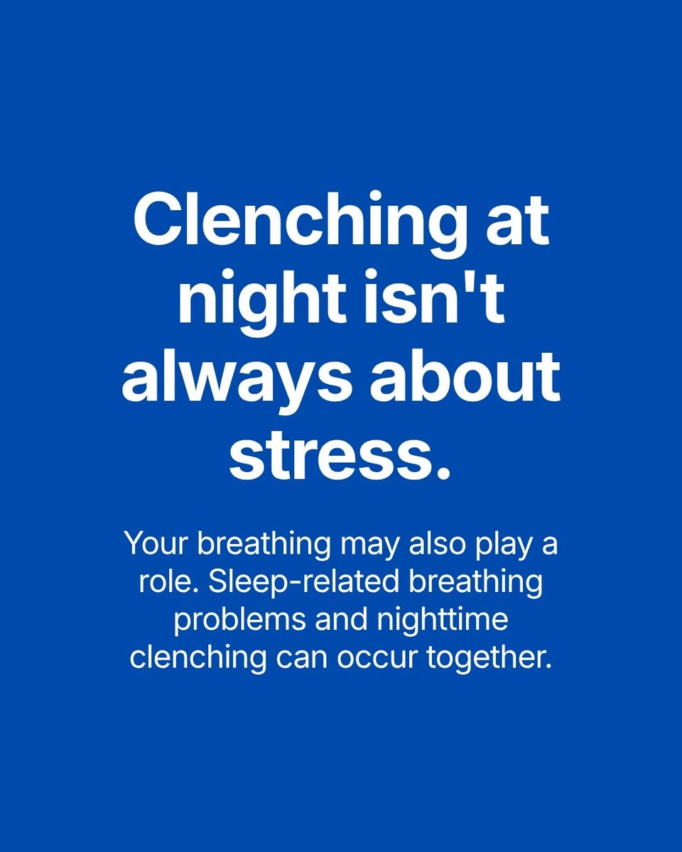 drtruthdds's tweet photo. Clenching at night is often blamed on stress. Sometimes it's your body working to keep your airway open while you sleep. Do you wake up with a tight jaw or a headache? #clenching #bruxism #tmj #sleephealth https://t.co/NeZb2NyidC