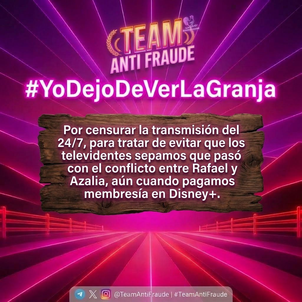 TeamAntiFraude's tweet photo. 🔥 ¡LO SABEMOS TODO! 🔥

Síguelo y dí porqué #YoDejoDeVerLaGranja

Se adjunta vídeo 👉🏻

⚠️ ¡#FueraAzalia! ⚠️

@RicardoBSalinas #FraudeEnLaGranja #LaGranjaFraude #ExpulsiónAManelyk #SanciónAKunno @AdalRamones @KristalSilva_ @Flor_Rubio #TeamAntiFraude

💥 ¡REPOSTEA! 🔁 https://t.co/DfEUUE9c7y