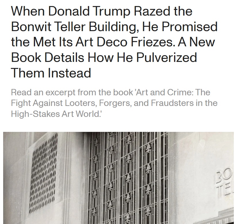 HandToForehead's tweet photo. The time Donald Trump punished New York for loving the historic Bonwit Teller building and its artwork more than it loved him: https://t.co/B4Z0OUusMV