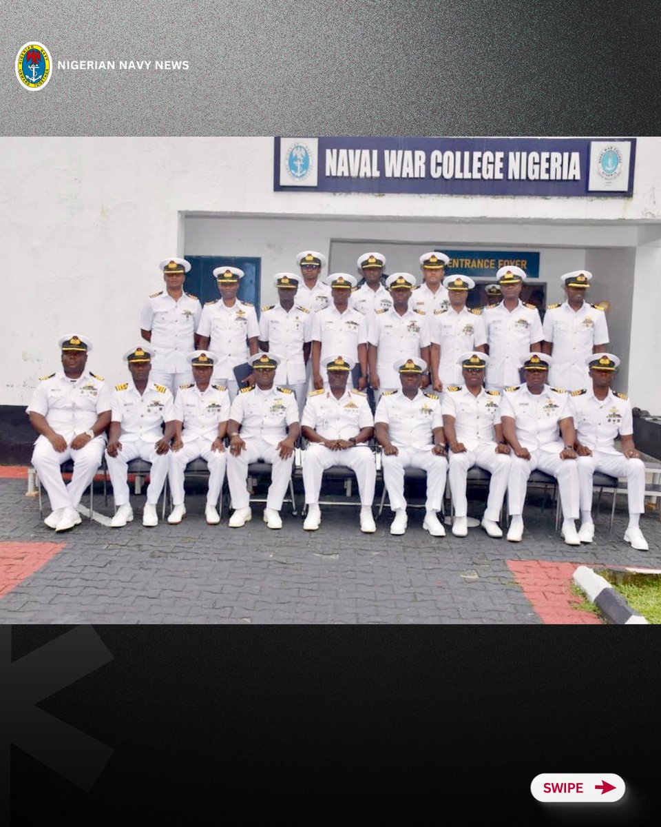 NigerianNavy's tweet photo. NIGERIAN NAVY STRENGTHENS COMMAND CAPABILITY AS 19 OFFICERS GRADUATE FROM NWCN
#NigerianNavy
#OnwardTogether
#capacitybuilding https://t.co/rsem3Rw4At