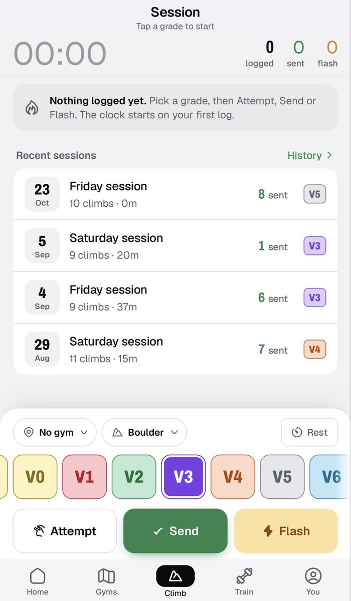 linesofcode's tweet photo. I haven’t been able to climb for a bit, but that hasn’t stopped me from shipping new updates to https://t.co/nYazlGGJ7s - the best bouldering app there is. 

Say hello to…a bunch of subtle ui/ux improvements. https://t.co/KKpzMFvJOl