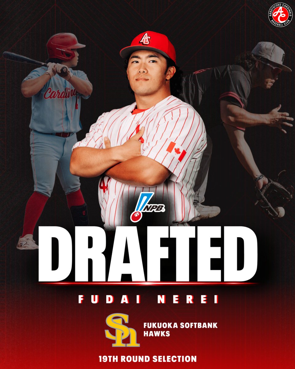 AbbyCardinals's tweet photo. The Abbotsford Cardinals would like to congratulate Fudai Nerei on being selected in the 19th Round of the 2026 Nippon Professional Baseball Draft!

Nerei played for the Cards from from '23-'26, and continued his career at Fresno City College!

#ProtectTheNest https://t.co/iFMLqkUd85