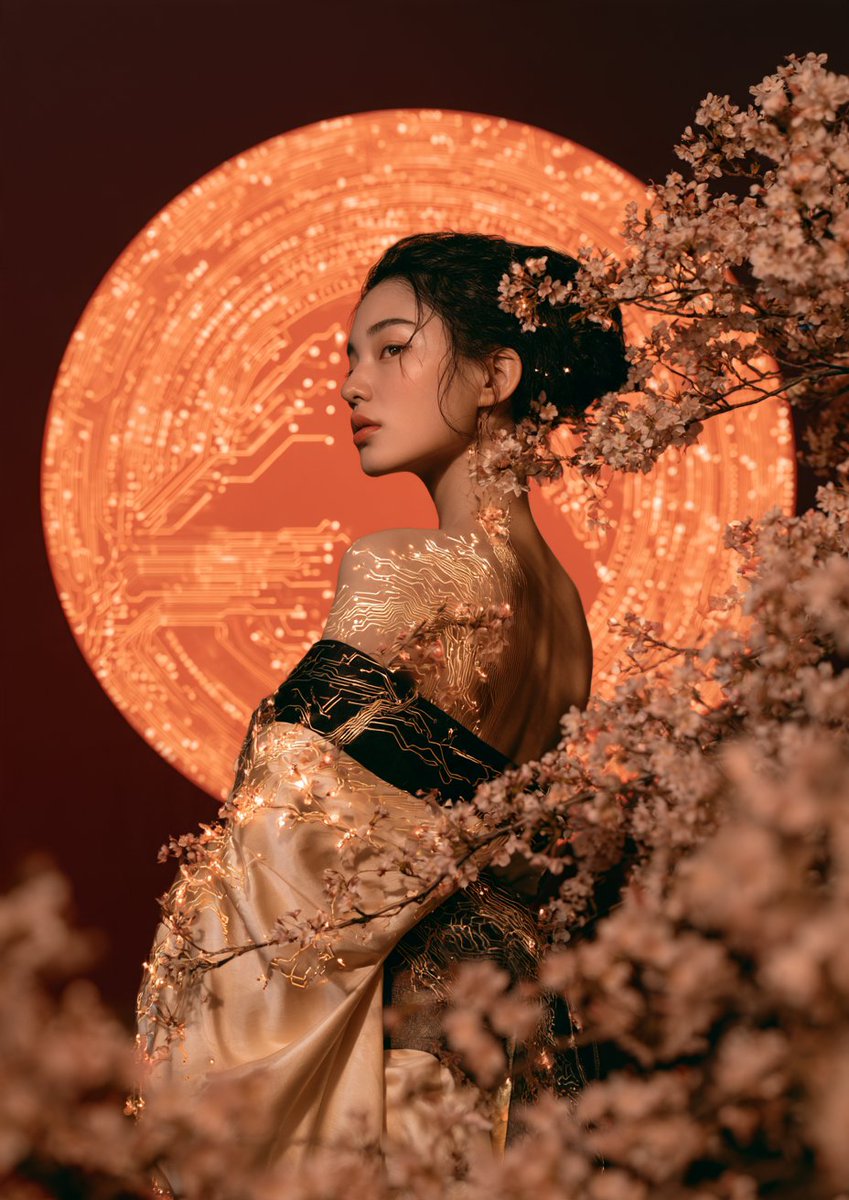 usamiko286's tweet photo. A Sun of Her Own
Somewhere between circuitry and cherry blossoms, a quiet sun begins to glow. Its warmth lingers on her skin, turning a fleeting moment into something that feels like an everlasting spring.
#これを見た人はひっそりとオレンジ色の画像を貼る #QuietReconstruction https://t.co/tiju6AACRL