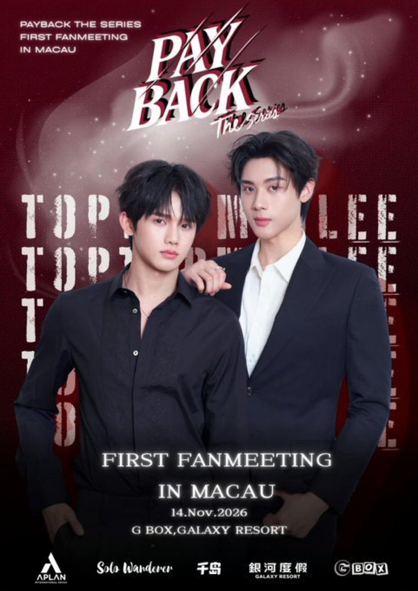 Khaiwpuml's tweet photo. 🚨WTS🚨

✨PAYBACK <THE SERIES GLOBAL >FAN MEETING  IN MACAU

🥰 TOPTAP &amp; MINLEE

📅  November 14, 2026
📍 Galaxy Macau – G Box

🎟️VIP
🎟️ZONE A&amp;B

❕FCFS
💌Inbox me now!!

#TOPTAPMINLEE #MINLEEthanakorn #TOPTAPjarukit #PAYBACKTheSeries https://t.co/yB2x4w8dkc