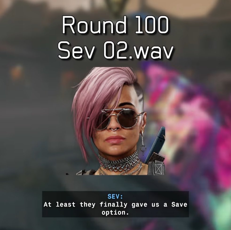 BaronOfZLand's tweet photo. The category is "4th Wall Breaking Round 100 Quotes".

Didn't know Sev had one, kinda hilarious in hindsight. https://t.co/2Z2BwB4CjR