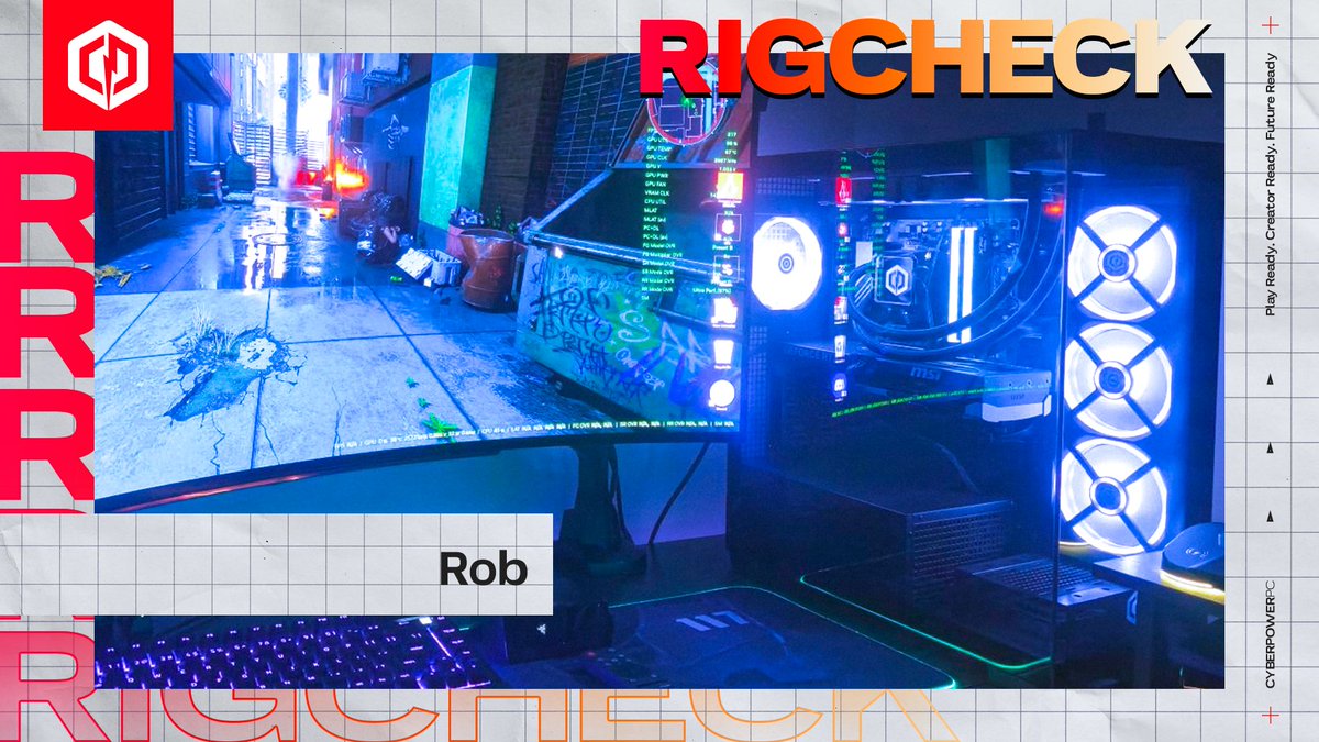CYBERPOWERPC's tweet photo. Congratulations to Rob for taking this week’s Rig of the Week! 🔥 Every Friday we’ll reveal a new Rig Check feature! 🏆

So if you got a setup you’re proud of, submit a picture and show it off! (Must be a CyberPowerPC only) 📷 

How to enter: Tag @cyberpowerpc in your setup post or Submit your rig on our Google Form: https://t.co/C5E7fBqD7K

 We can’t wait to see your setups!🔥
#RigCheck #SetupGoals #CyberPowerPC #GamingSetup #PCSetup #RGBSetup