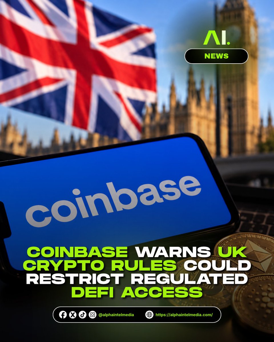 AlphaIntelMedia's tweet photo. 𝐂𝐨𝐮𝐥𝐝 𝐔𝐊 𝐜𝐫𝐲𝐩𝐭𝐨 𝐫𝐮𝐥𝐞𝐬 𝐫𝐞𝐬𝐮𝐥𝐭 𝐢𝐧 𝐚 𝐝𝐞 𝐟𝐚𝐜𝐭𝐨 𝐛𝐚𝐧 𝐨𝐧 𝐫𝐞𝐠𝐮𝐥𝐚𝐭𝐞𝐝 𝐃𝐞𝐅𝐢 𝐚𝐜𝐜𝐞𝐬𝐬? 🇬🇧⛓️

 Coinbase’s European policy head Katie Harries argues that the FCA must establish safe gateways instead of shutting British institutions out of decentralized financial infrastructure.  

#UKCrypto #DeFi #Regulation #AlphaIntel