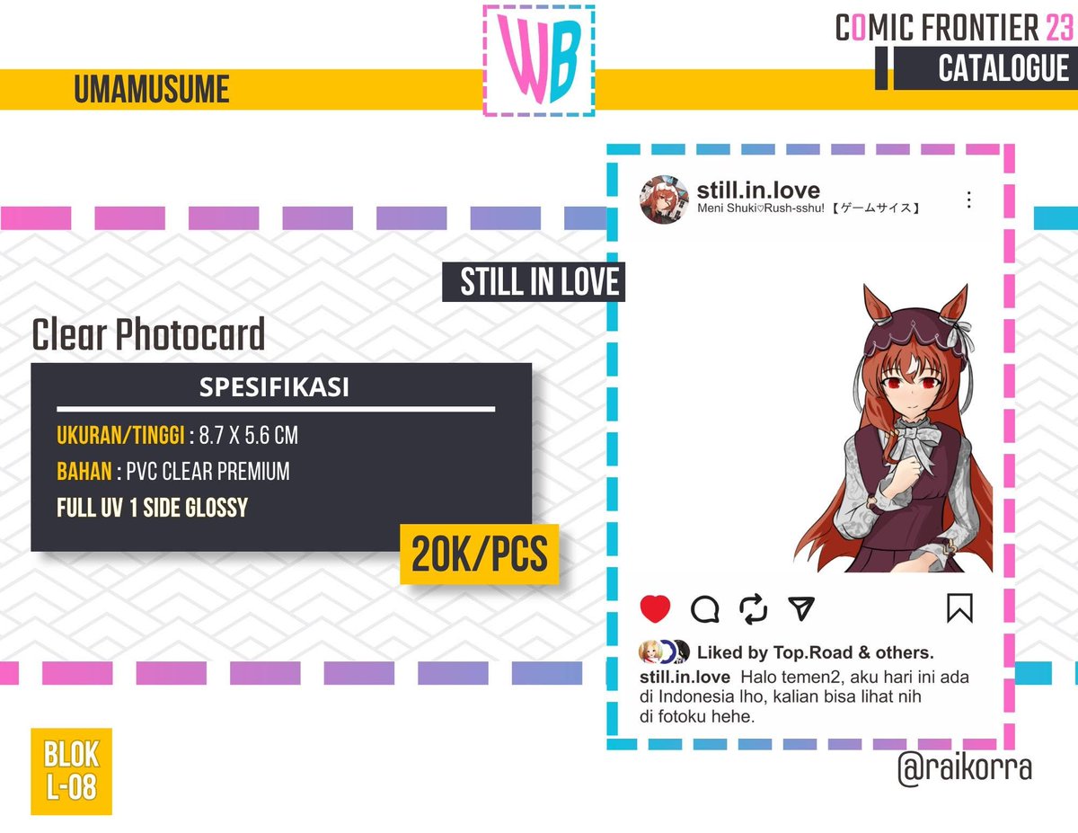 raikorra's tweet photo. Hello everyone, I want to share my Comic Frontier 23 merch catalog.

Raikorra OTS Catalogue 
📍Circle/table : Waibooru (L-08)  2 days

For other catalog of Waibooru, u can check on :
https://t.co/5L7F7Itrnx

#cf23 #cf23catalog #cf23catalouge #CF23Bervvarna #BanGDream #umamusume https://t.co/EDlGyiBcJb