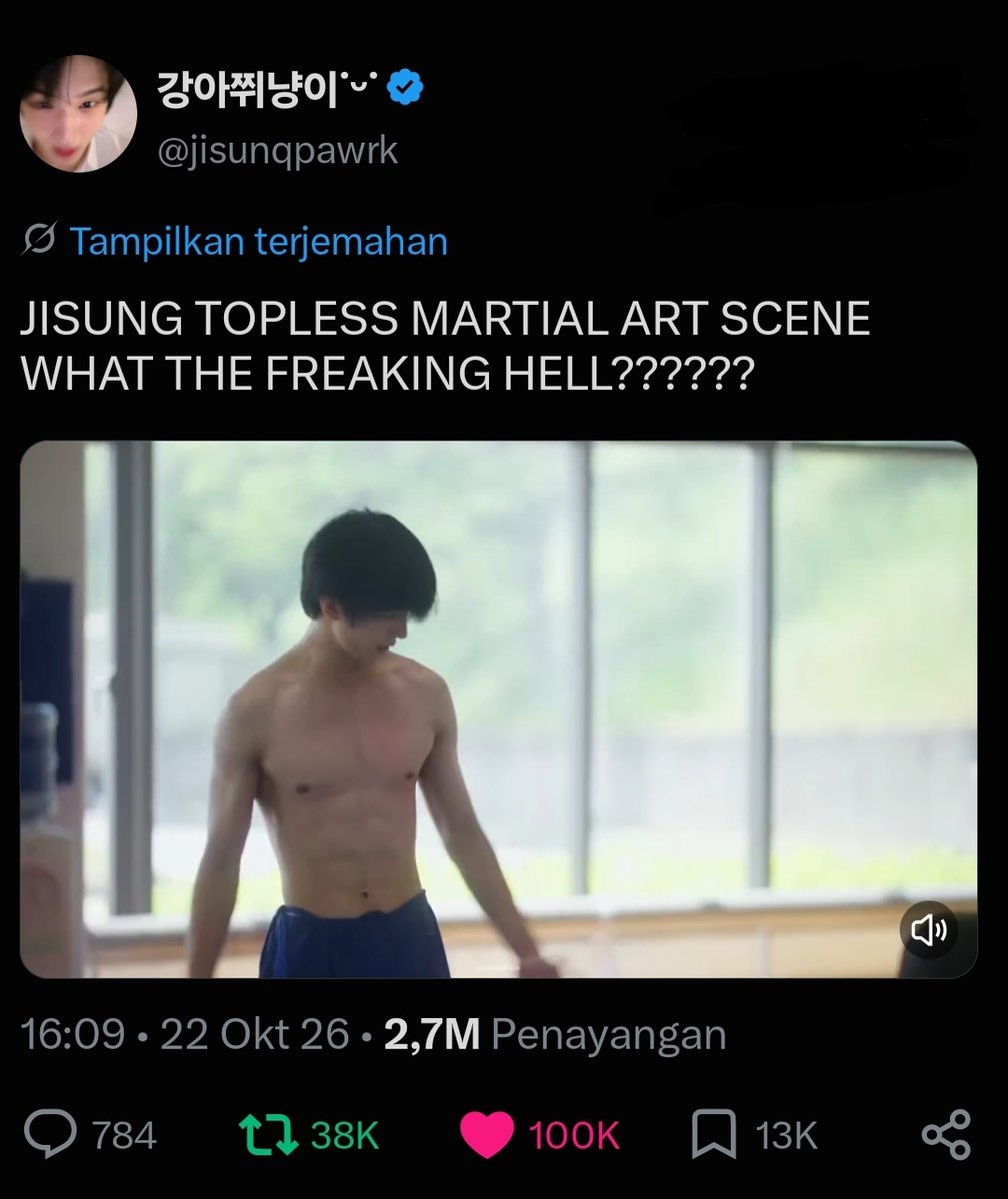 nct_menfess's tweet photo. nct! ini jisung tau ga ya baru 1 hari video shirtless dia udah 2,7M views, 100K likes, 27,4K rt, 10,7K qrt, 13K bookmark... semua orang bangkit liat jisung😭😭😭😭😭😭😭😭😭😭😭😭😭😭 https://t.co/ll2NuHc2YB