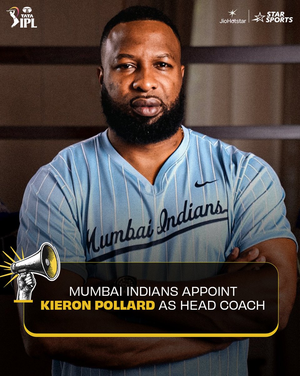 StarSportsIndia's tweet photo. The big man has a bigger responsibility! 👀💙

Kieron Pollard has been appointed Head Coach of the Mumbai Indians! 🔥🏏 https://t.co/TOl5hNEGp0