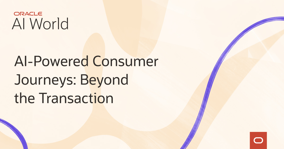 HelenMounas's tweet photo. At #AIWorld, see how Oracle AI and Oracle Consumer Industries solutions can help connect commerce, payments, loyalty programs, operations, and data to create a personalized, end-to-end customer experience. https://t.co/6onhBskNrW https://t.co/FnedJxmurx