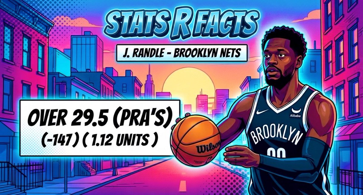 STATSFACT5's tweet photo. #NBA October 24th (Play #1)

🚨THIS IS TOO LOW🚨

🌟J RANDLE - OVER 29.5 (PRA’S) 
🏷️(-147)
📚(BET365)
🎮(#NetsWorld @ #Letemknow)

LEAVE A ❤️ IF TAILING + HYPED!
———————————————————
Too low for Randle after his production in his season debut 

33 PTS / 18 FGA / 11 FTA
7 AST / 12 POTENTIALS 
8 REB / 18 CHANCES 
30 USG% 

When Randle has recorded a 30 USG%, he’s gone over this line in 30+ STRAIGHT GAMES when playing 30+ minutes! 

Terms of matchup, has had 20,28 and 20pts in his L3 meetings agaisnt the Cavs alongside 9,8 and 4 dimes + 14, 11 and 4 rebounds! 

Going to definitely see more bodies with Mobley as his matchup, but with MPJ by his side and some solid spot up shooters and when Mobley moves to the 5 and likely has someone like Peyton or Tyson on him, it’s definitely going to be a good enough matchup for Randle to be aggressive and get this done 

📊@stats_bench 
———————————————————
CODE STATS50 FOR 50% OFF: https://t.co/al7Qjur9N8

#PlayerPropBets 
#SportsBettingX 
#GamblingX 
#PropBets
#Parlays
#VIP