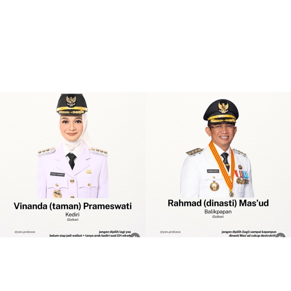 kysanagisa's tweet photo. ada yg bikin blacklist politisi edisi bupati dan walikota nih biar ga salah pilih lagi di pemilu selanjutnya
tentu saja walikotaku masuk salah satunya, ada bupati atau walikota kalian nggak disini?🫣 https://t.co/DYXXD53M59