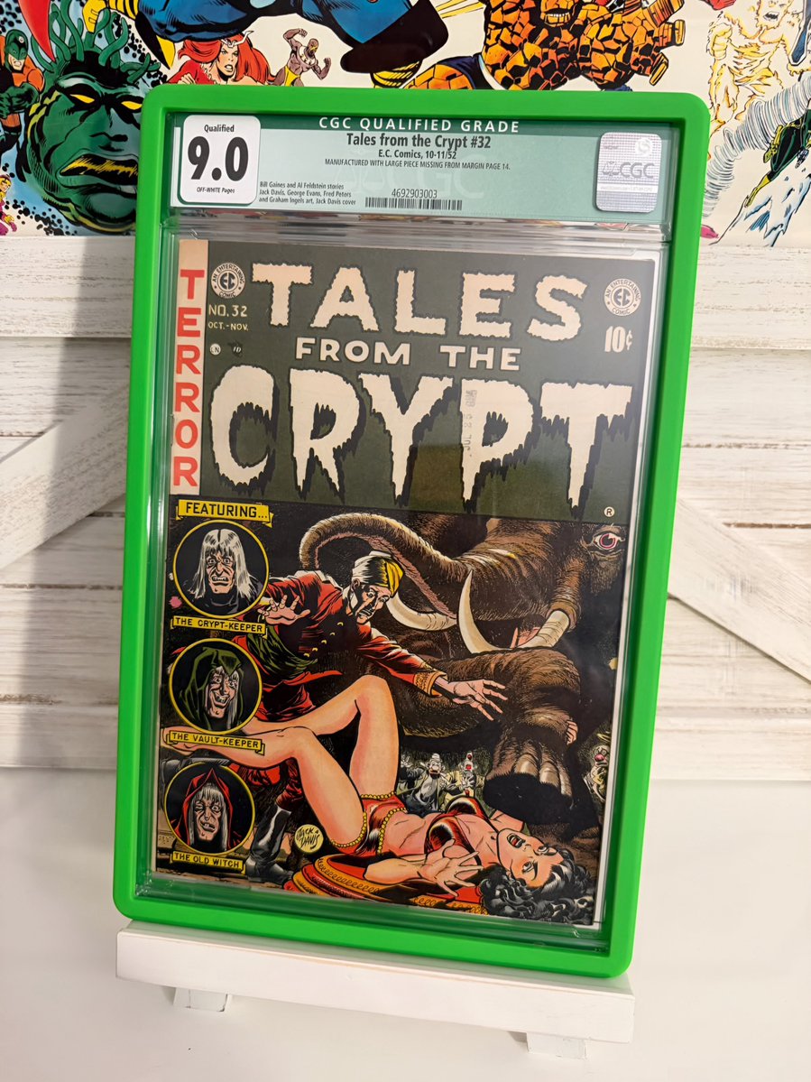 keyguardshop's tweet photo. Tales from the Crypt 32 (1952). What a beautiful piece of EC horror history!

That Jack Davis elephant cover is absolutely wild, and the green Keyguard looks incredible with it. Even the rare CGC Qualified label complements the display.

Green Keyguards are just $7.50 each, limit 15 per order.

Huge shout out to @thebrownmanscomics on Instagram for sharing this beauty!

BUILT DIFFERENT

https://t.co/eF2JflqS8r

#keyguard #collectibles #comics #talesfromthecrypt