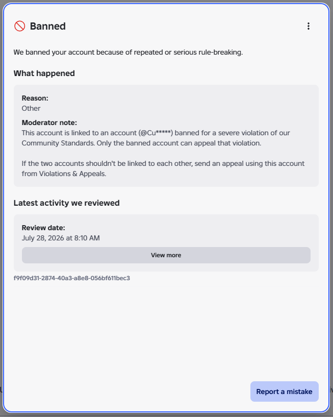 alpine_solar's tweet photo. Day 88 of the false Roblox Enforcement Ban (alpinesolar_X3)

Roblox still has not lifted my false ban for being linked to an unknown account.
Repeated attempts with support led nowhere, with constant deflections and preset, meaningless messages.
#roblox #robloxban #enforcementban https://t.co/BM6BMOj3pU