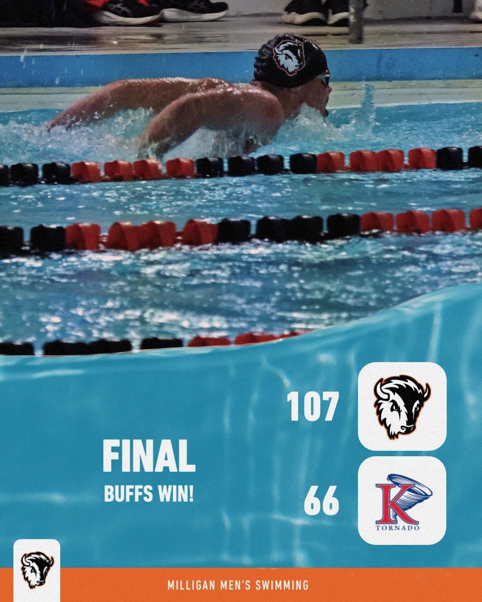 MilliganBuffs's tweet photo. 𝗙𝗶𝗿𝘀𝘁 𝗵𝗼𝗺𝗲 𝗺𝗲𝗲𝘁 🏊✅

@milliganswimming opened their home schedule with a split against King, as the men secured a 107-66 victory and the women battled in a 104-81 finish. 🦬

Head to https://t.co/FE3CydtpqF to read more! 📲

#MountaintopMentality🌄 | #WaterBuffs https://t.co/exLpNHiB1n