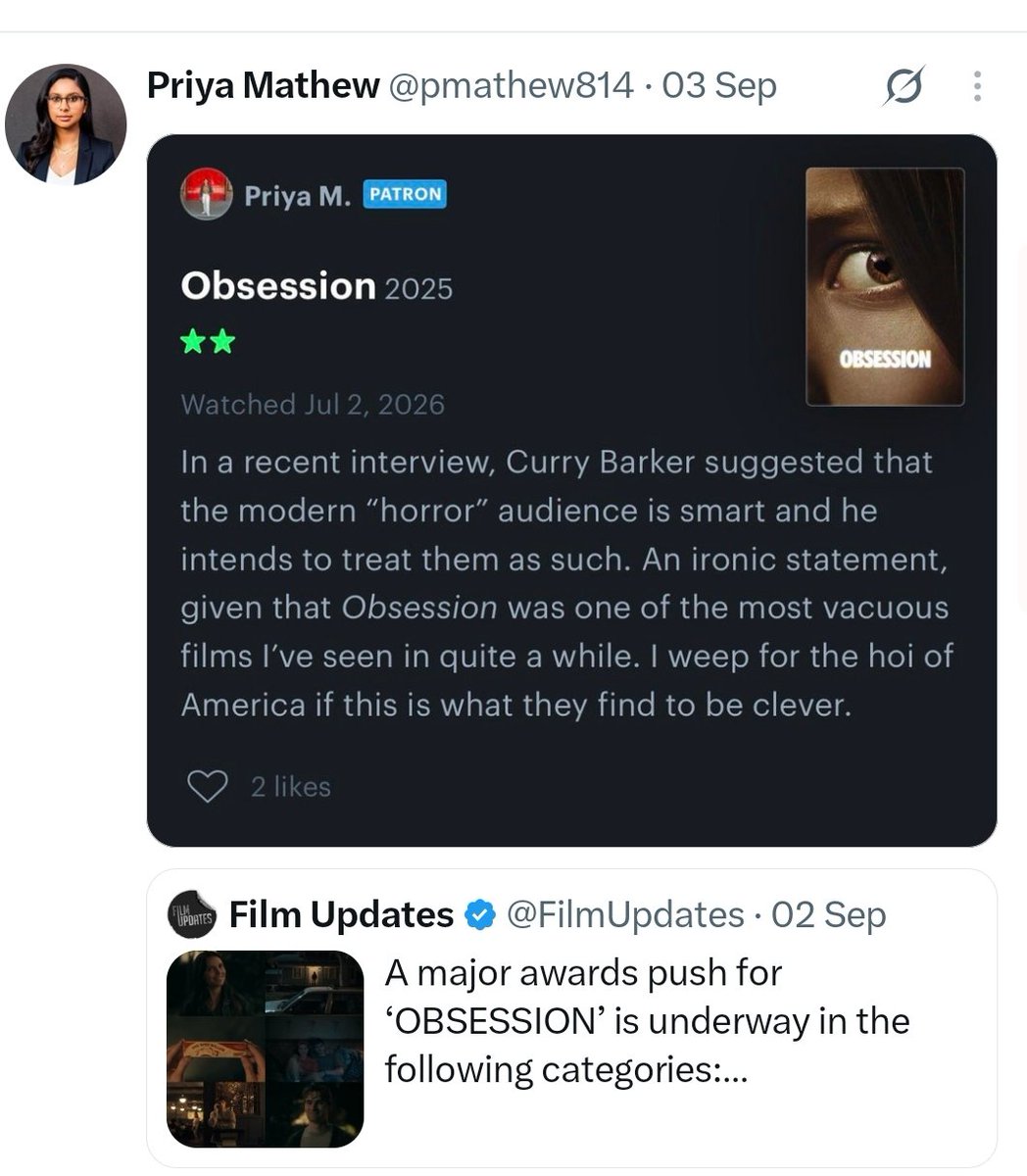 HumanUnderScope's tweet photo. @imashishsrrk Bro he give obsession 2⭐  yrr
I just want to say lets we wait till 5 nov 
Yrr after that if someone did't like movie than criticize it 
If won't life I am going to full criticize  movie save my tweets
But till that just wait yrr https://t.co/qzAdN5uTDN