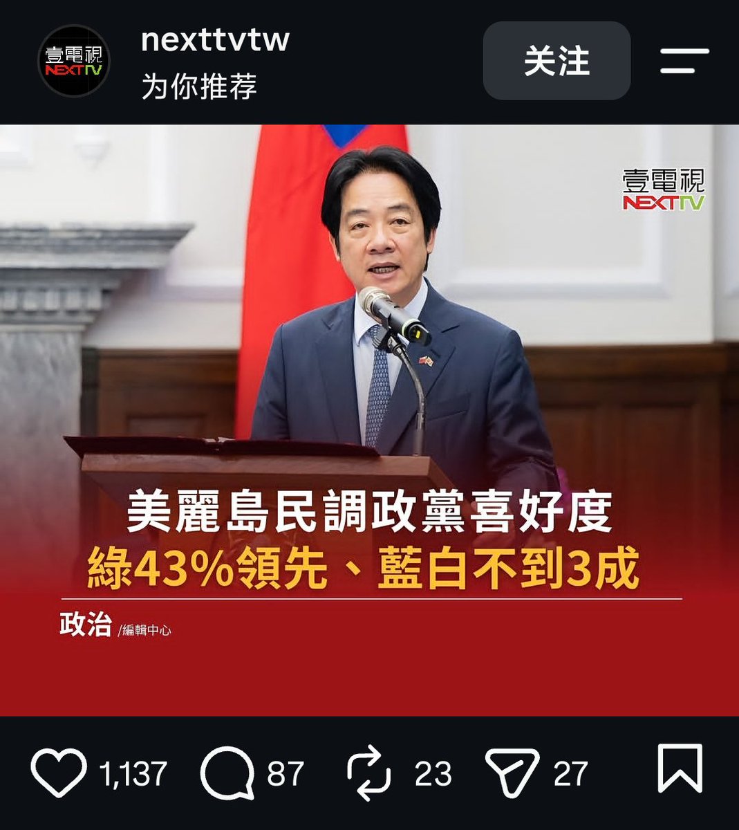zza2ku's tweet photo. 根据《美丽岛电子报》民调,国民党的好感度为26.5%,不喜欢比例却达53.4%;民众党好感度21%,不喜欢高达57%;民进党好感度则为43.1%,高于不喜欢的39.9%
再细看对国民党的政党喜好,就连长期蓝大于绿的台北市,不喜欢比例也高达5成5,新北市甚至有6成
https://t.co/um1Ls9IcJs https://t.co/lGlsIJ4elh