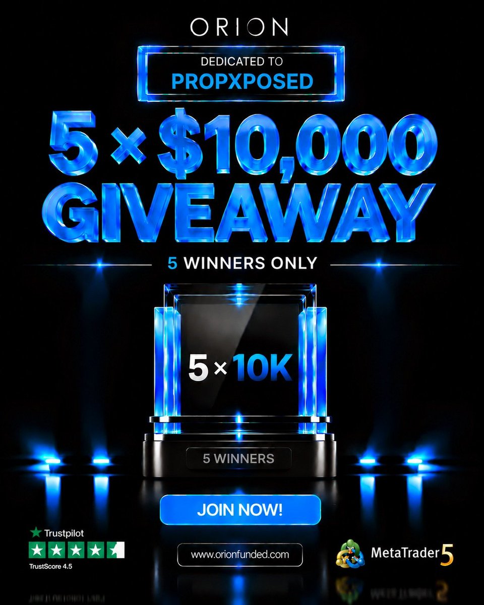 propXposed_'s tweet photo. 🚨 $50,000 GIVEAWAY! 🦅🔥

 5 × $10K Orion Giveaway accounts

To enter, participants must:
• Follow @OrionAffiliates on X
• Follow @orionfundedcom on X
• Follow @propXposed_

Want to get your own Orion challenge? 👀

🔥 50% OFF your first challenge
🎟️ Code: PROPXPOSED50

Winners in 72hrs
Good luck everyone! 🚀🦅