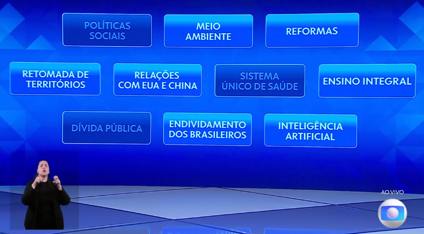 Jesse_Livermore's tweet photo. The Brazilian presidential debate going on right now is using a really interesting format. Instead of having the moderators ask the questions (and inject bias into the debate with their tones, smirks, snapbacks and "fact checks", etc.), each candidate chooses a topic from the screen, and then asks the other candidate a question about that topic, with the other candidate receiving time to answer. To prevent interruptions, the other side's mic is secured at each phase. US should try this, it leads to much better exchanges with much less partisan interference.