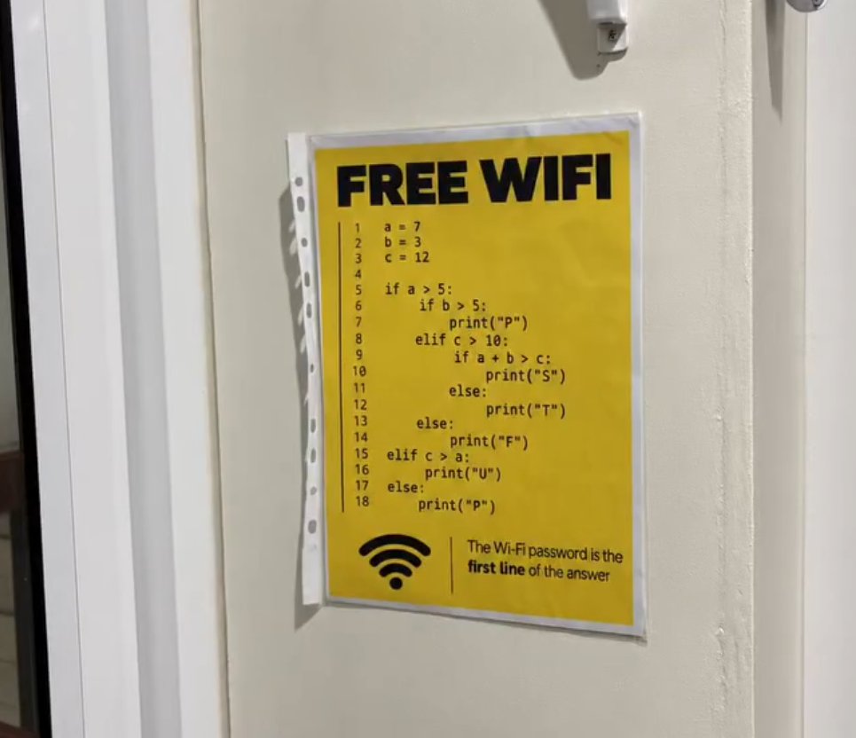 codewithkhalil's tweet photo. Only developers is allowed to get free WiFi.  

What's the password? https://t.co/ZcysqxDvjF