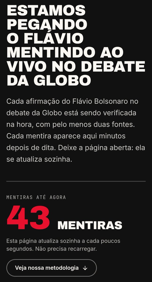 DanPimpao's tweet photo. Oi, gente! Nesse link vcs podem acompanhar quantas vezes Flávio Bolsonaro já mentiu no debate. Ele mente tanto que o print que eu acabei de tirar já está desatualizado. Enquanto estava fazendo esse tweet ele proferiu mais uma mentira.

Quem quiser acompanhar 👇🏻

#DebateNaGlobo 

https://t.co/PRhaMKXZjJ