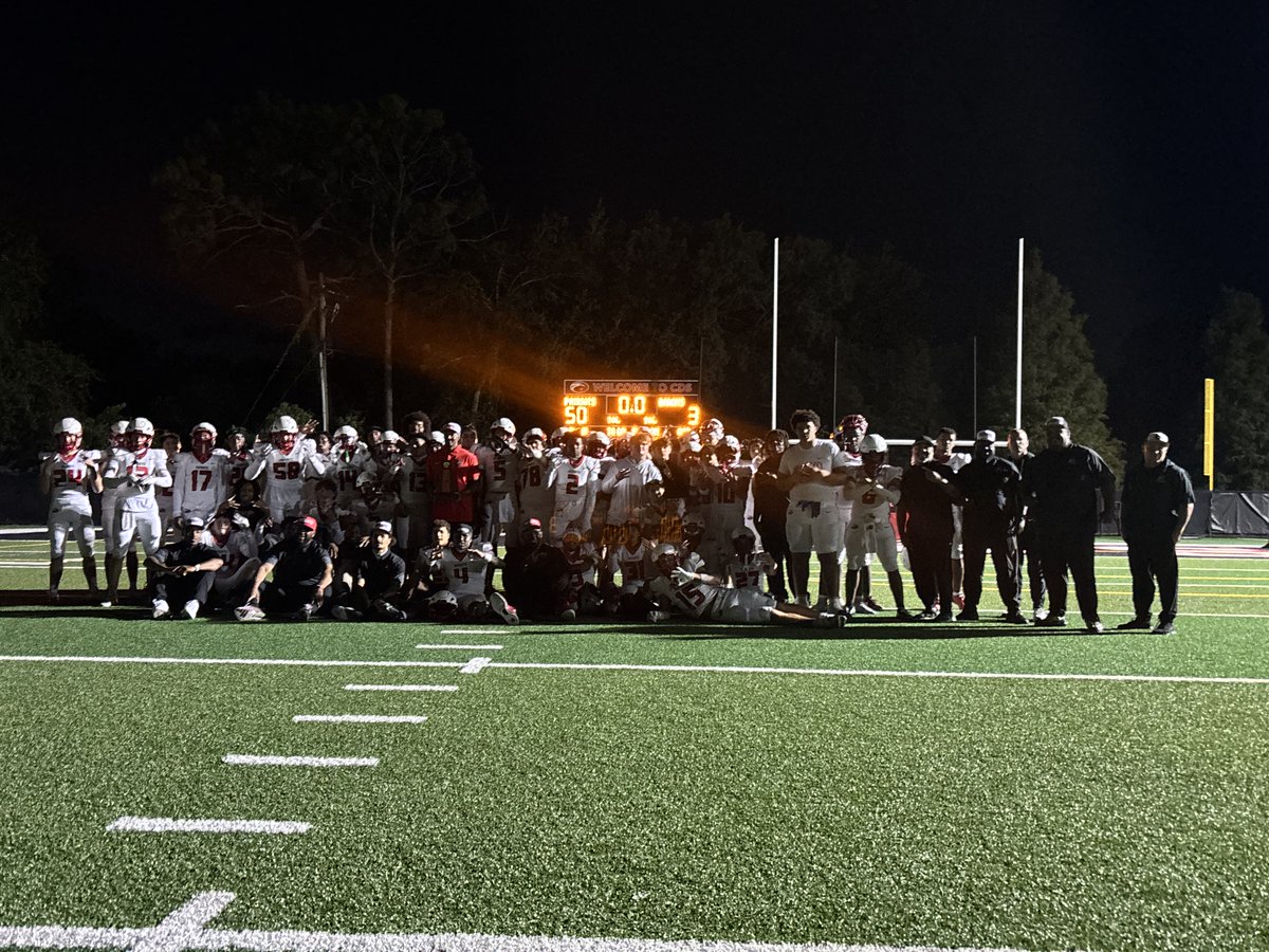 CDS_Athletics's tweet photo. DISTRICT CHAMPS!

The CDS Patriots are district champions after a dominant 50-3 victory over St. Petersburg Catholic! Congratulations to the team on an incredible performance and a well-earned title. https://t.co/g89VDLpatH