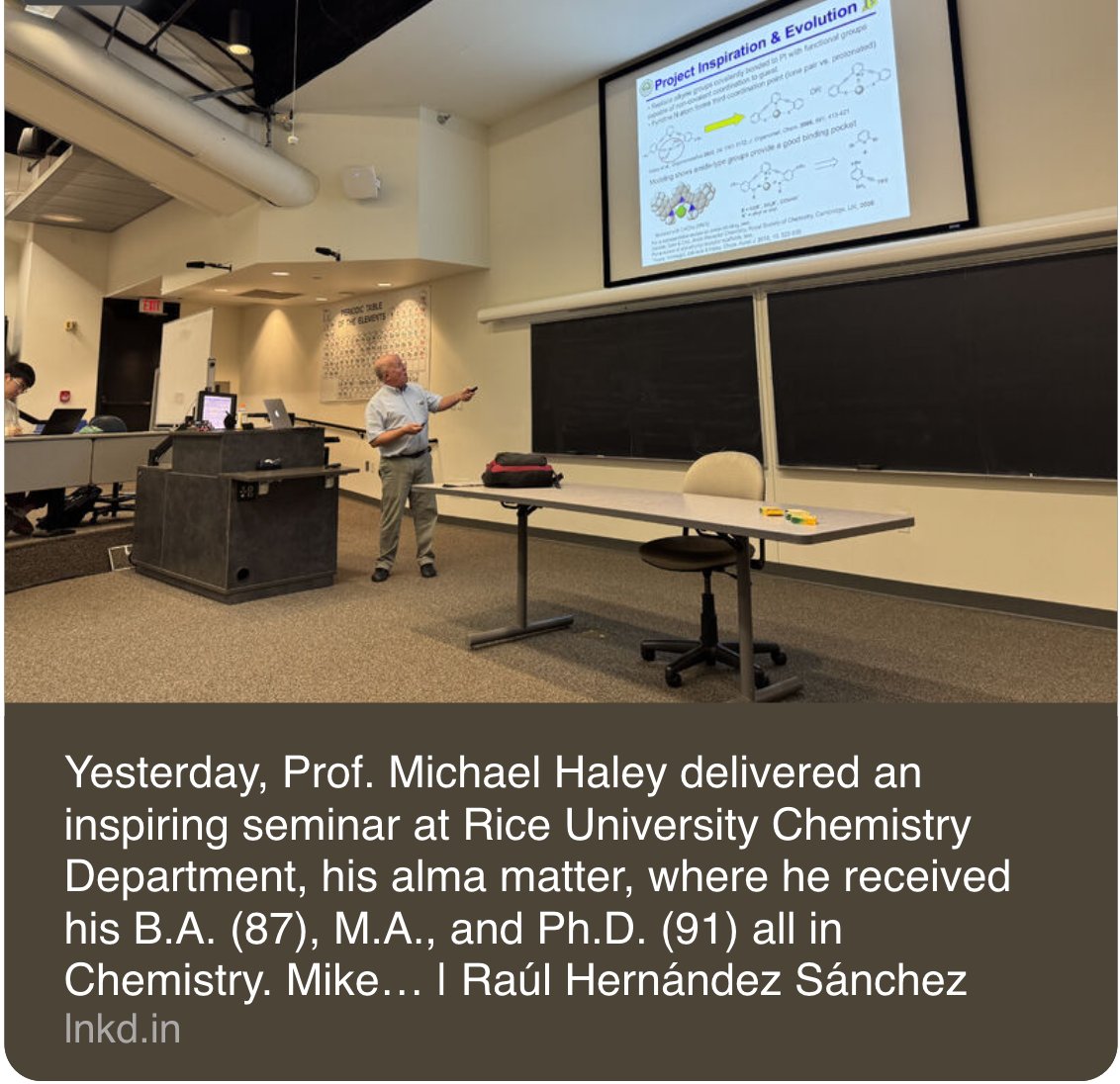 UOHaleyLab's tweet photo. AWESOME 5 days in Houston—gave seminars at UHouston &amp; Rice—THANKS to @JudyWuChem &amp; Raul Hernandez-Sanchez for hosting. Both places are doing great chemistry! Biggest shock was that daughter of neighbors in Tulsa where I grew up is in Rice Development Office—SO great to catch up! https://t.co/w3liKGEM89
