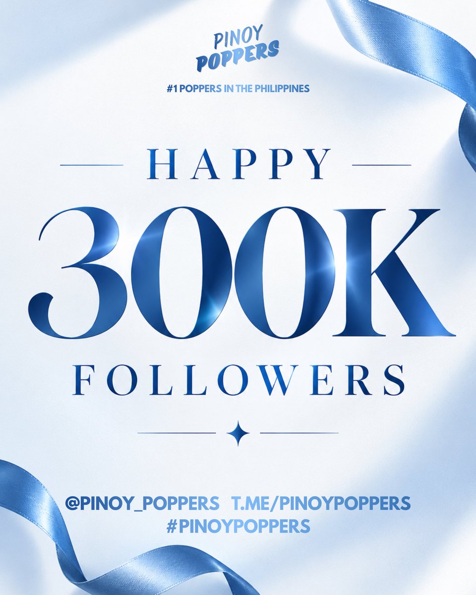 Pinoy_Poppers's tweet photo. FROM 0 TO 300K! ✨
A milestone made possible by you. 

We started from 0, and in just 2 years, we’re now 300K strong! 

Thank you for being part of our small business and growing together with Pinoy Poppers. Here’s to more milestones together! 🥂

300K STRONG. FOREVER GRATEFUL. 💙
