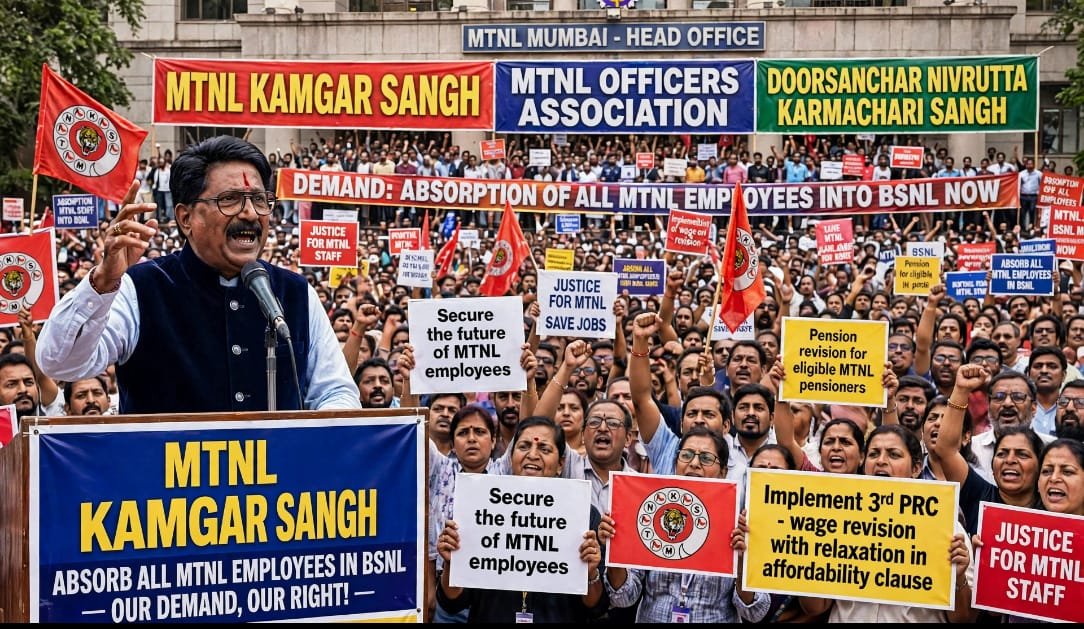 KishorK2026's tweet photo. MTNL employees ensured the migration of most services to BSNL, yet their absorption remains pending. 
We urge GoI to  take an IMMEDIATE, time-bound decision. 

#Save_MTNLemployees
#3rdPRC_MTNL

  @pib_comm 
@DoT_India 
@JM_Scindia 
@CMDBSNL 
@narendramodi_in 
@PMOIndia https://t.co/9d9kLEF2Uu
