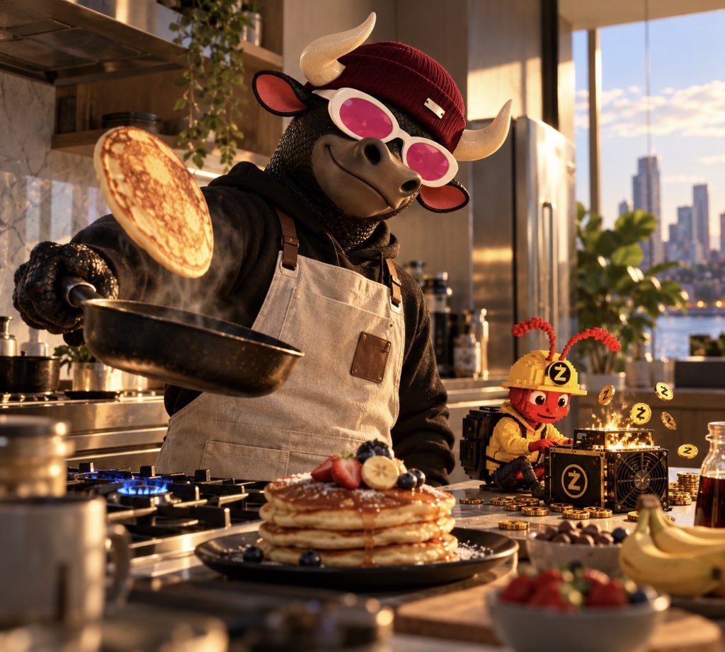 Bagphilosopher's tweet photo. GMGM legends ☀️🐂🐜

CT might be a complete shitshow right now, but we’re still flipping pancakes and mining ZEC.

Life’s good. 😂 https://t.co/pj03DKmhgc