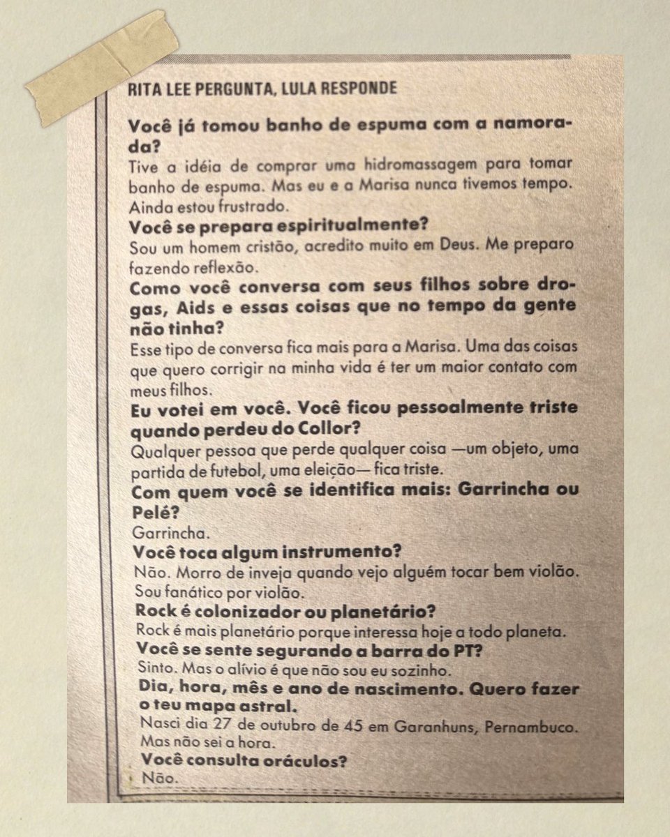 GuilhermeSamora's tweet photo. Achei nos meus arquivos hoje. Rita Lee entrevista Lula/ Lula entrevista Rita Lee ❤️
Folha de S. Paulo, 1991 https://t.co/vi4zfyjY9J