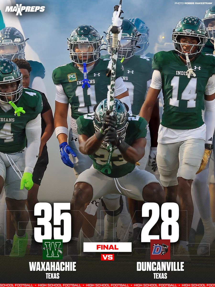 MaxPreps's tweet photo. Waxahachie escapes with a 35-28 victory over Duncanville in a closely contested Texas showdown. 🏈 https://t.co/iOJXjmgWFF